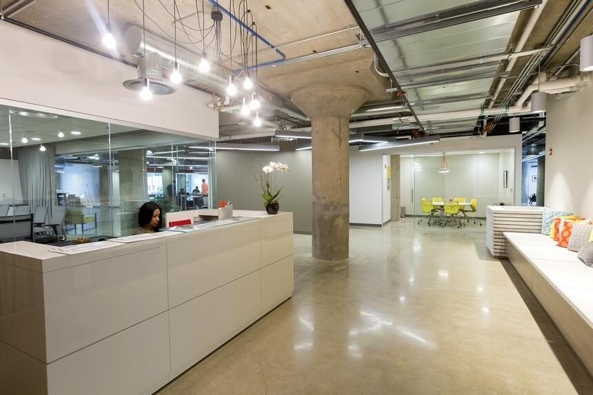 Modern office reception area